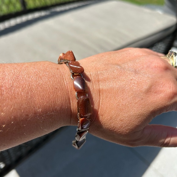 4/$100 GOLDSTONE RED Stone Bracelet 7 inches 🍷 - Picture 1 of 9